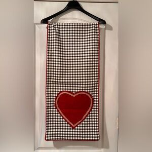 Black and White Checkered Table Runner with Red Heart 72” by 16” Valentine’s Day